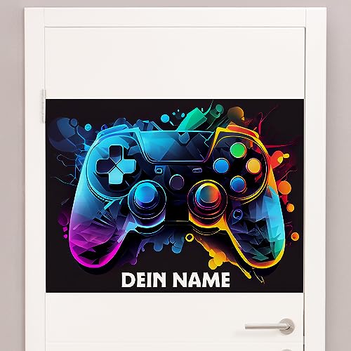 GRAZDesign Cooles Poster Gamer mit Namen für die Wand & Tür | Modernes Wandbild für Jugendliche Kinderzimmer Wandtattoo Gaming Geschenk Teenager Jungs personalisiert von GRAZDesign