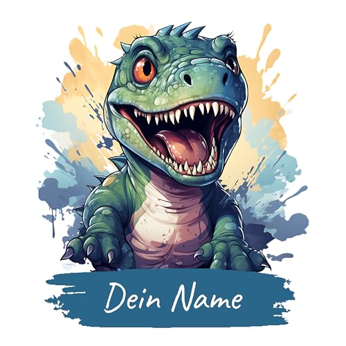 GRAZDesign Dino Wandtattoo Kinderzimmer Junge mit Namen personalisiert - Wandaufkleber über Bett & Sofa - 64x57cm von GRAZDesign