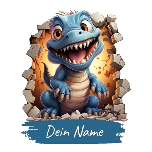 GRAZDesign Dino Wandtattoo mit Namen personalisiert Dinosaurier für Kinderzimmer Junge - Wandaufkleber über Bett & Sofa - 37x30cm von GRAZDesign