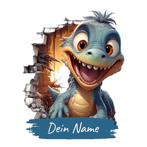 GRAZDesign Dinosaurier Wandtattoo mit Namen personalisiert Dino für Kinderzimmer Junge - Wandaufkleber über Bett & Sofa - 72x57cm von GRAZDesign