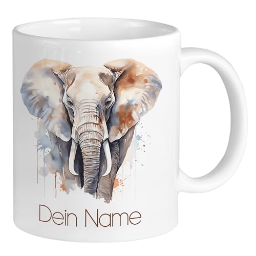 GRAZDesign Elefanten Tasse mit Namen personalisiert - Namenstasse, Kaffeetasse Büro und Zuhause, Geschenk zur Weihnachten Keramik 330ml von GRAZDesign