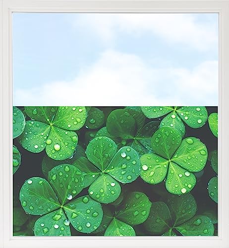 GRAZDesign Fensterfolie Blickdicht Sichtschutz, Sichtschutzfolie Fenster, Glastüren, Duschkabine, Milchglasfolie Bedruckt mit Motiv Kleeblatt grün 90x57cm von GRAZDesign