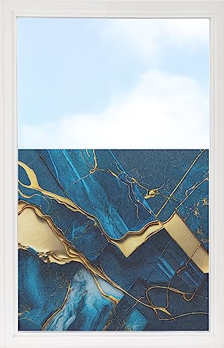 GRAZDesign Fensterfolie Blickdicht Sichtschutz, Sichtschutzfolie Fenster, Glastüren, Duschkabine, Milchglasfolie Bedruckt mit Motiv Marmor türkis mit Gold 60x57cm von GRAZDesign