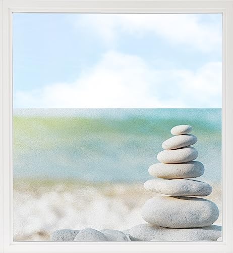 GRAZDesign Fensterfolie Blickdicht Sichtschutz, Sichtschutzfolie Fenster, Glastüren, Duschkabine, Milchglasfolie Bedruckt mit Motiv Wellness Steine am Strand 90x57cm von GRAZDesign