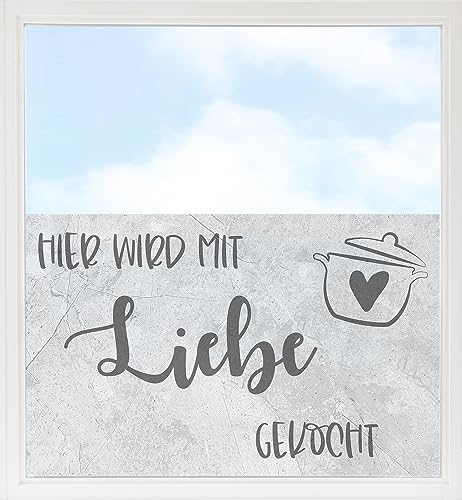 GRAZDesign Fensterfolie Blickdicht Sichtschutz, Sichtschutzfolie Fenster, Glastüren, Küche Küchenfenster, Milchglasfolie Bedruckt mit Motiv Spruch 90x57cm von GRAZDesign