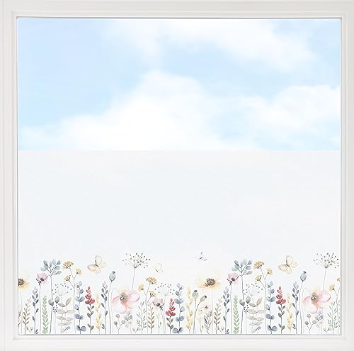 GRAZDesign Fensterfolie Blickdicht Sichtschutz, Sichtschutzfolie Fenster, Glastüren, Küche & Küchenfenster, Bad & Badfenster, Milchglasfolie Blumen 100x57cm von GRAZDesign