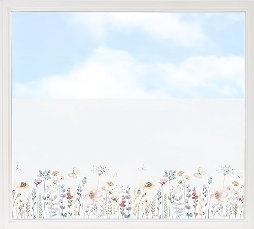 GRAZDesign Fensterfolie Blickdicht Sichtschutz, Sichtschutzfolie Fenster, Glastüren, Küche & Küchenfenster, Bad & Badfenster, Milchglasfolie Blumen 110x57cm von GRAZDesign