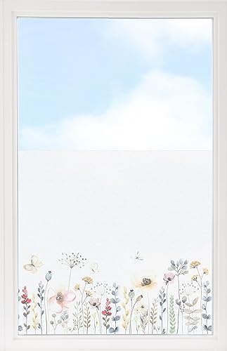 GRAZDesign Fensterfolie Blickdicht Sichtschutz, Sichtschutzfolie Fenster, Glastüren, Küche & Küchenfenster, Bad & Badfenster, Milchglasfolie Blumen 60x57cm von GRAZDesign