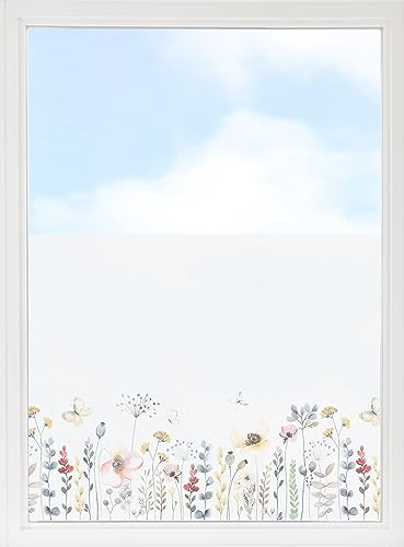 GRAZDesign Fensterfolie Blickdicht Sichtschutz, Sichtschutzfolie Fenster, Glastüren, Küche & Küchenfenster, Bad & Badfenster, Milchglasfolie Blumen 70x57cm von GRAZDesign