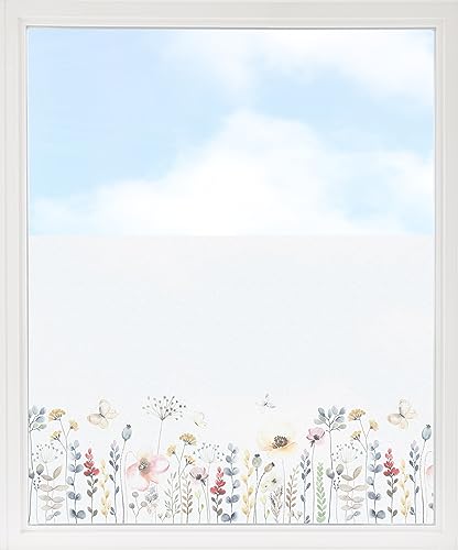 GRAZDesign Fensterfolie Blickdicht Sichtschutz, Sichtschutzfolie Fenster, Glastüren, Küche & Küchenfenster, Bad & Badfenster, Milchglasfolie Blumen 80x57cm von GRAZDesign