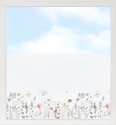 GRAZDesign Fensterfolie Blickdicht Sichtschutz, Sichtschutzfolie Fenster, Glastüren, Küche & Küchenfenster, Bad & Badfenster, Milchglasfolie Blumen 90x57cm von GRAZDesign