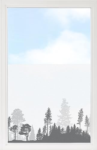 GRAZDesign Fensterfolie Blickdicht Sichtschutz, Sichtschutzfolie Fenster, Glastüren, Küche & Küchenfenster, Bad & Badfenster, Milchglasfolie mit Bäume im Wald 60x57cm von GRAZDesign