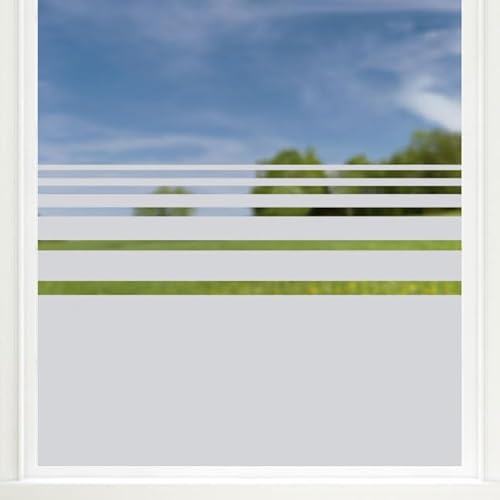 GRAZDesign Fensterfolie Streifen Blickdicht, Sichtschutz Folie Milchglasfolie für Fenster, Glastür, Scheiben lichtdurchlässig - 70x57cm / Silber von GRAZDesign