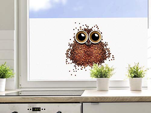 GRAZDesign Fensterfolie Küche Blickdicht Kaffee Eule Motiv Sichtschutzfolie selbstklebend - 70x57cm / Kaffee mit Eule von GRAZDesign