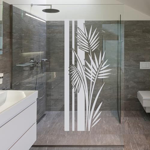 GRAZDesign Fenstertattoo Wellness Banner mit Palmen-Blätter, Glastüren Aufkleber Badezimmer, Glastattoo Folie für Duschkabine / 117x50cm von GRAZDesign