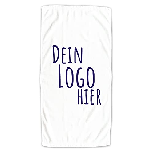 GRAZDesign Werbeartikel mit eigenem Logo | Firmen Handtuch personalisierbar, 100x50cm, indivieduelles Bild und Text, Gästehandtuch in weiß, Bedrucktes Handtuch als Werbegeschenk Werbeartikel von GRAZDesign