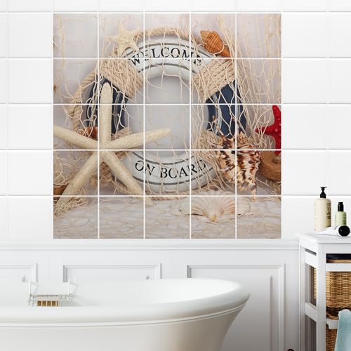 GRAZDesign Fliesenaufkleber Bad, Wandfliesen selbstklebend Maritime Deko - Maritim mit Netz GRAZDesign Fliesenaufkleber Bad, Wandfliesen selbstklebend Maritime Deko - Maritim mit Netz von GRAZDesign