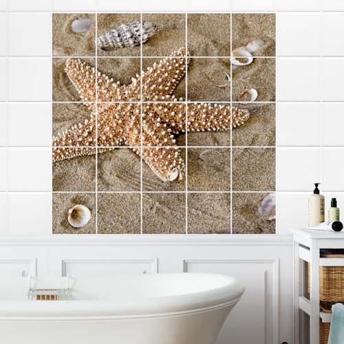 GRAZDesign Fliesenaufkleber Bad Klebefliesen Badezimmer Muschel braun Fliese selbstklebend - 15x15cm / Seestern am Strand GRAZDesign Fliesenaufkleber Bad Klebefliesen Badezimmer Muschel braun Fliese selbstklebend - 15x15cm / Seestern am Strand von GRAZDesign