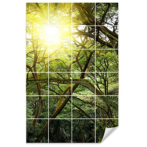 GRAZDesign Fliesenaufkleber Bad Klebefliesen Motiv Wald grün Fliesenbild selbstklebend - 15x15cm / Bild: 100x150cm (BxH) von GRAZDesign