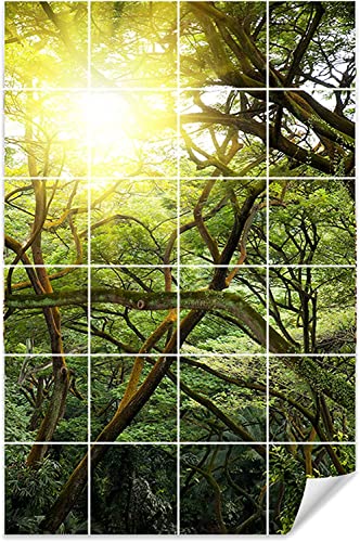 GRAZDesign Fliesenaufkleber Bad Klebefliesen Motiv Wald grün Fliesenbild selbstklebend - 15x20cm / Bild: 90x135cm (BxH) von GRAZDesign