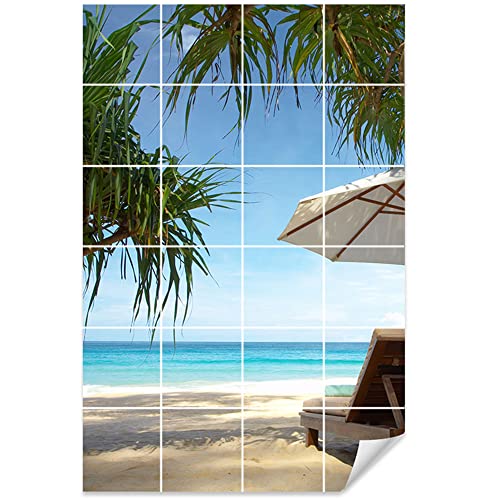 GRAZDesign Fliesenaufkleber Bad Klebefliesen selbstklebend Motiv Strand & Palme Fliesenbild - 15x15cm / Bild: 120x180cm (BxH) von GRAZDesign