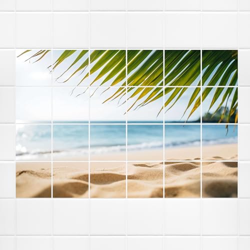 GRAZDesign Fliesenaufkleber Bad Küche, Fliesenbild Strand Palme Maritim, Klebefliesen selbstklebend - 20x25cm / 81x51cm GRAZDesign Fliesenaufkleber Bad Küche, Fliesenbild Strand Palme Maritim, Klebefliesen selbstklebend - 20x25cm / 81x51cm von GRAZDesign