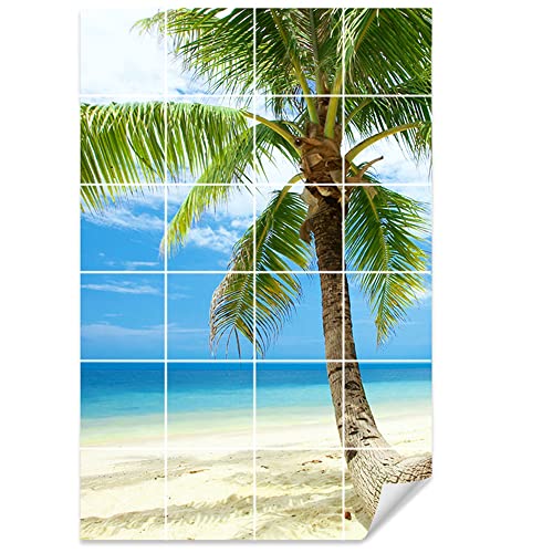 GRAZDesign Fliesenaufkleber Bad Motiv Palme, Klebefliese selbstklebend und wasserfest - Bild: 60x90cm (BxH) von GRAZDesign