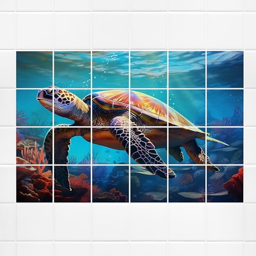 GRAZDesign Fliesenaufkleber Bad Unterwasser Schildkröte Fliesenbild komplett selbstklebend - 20x20cm / 81x61cm GRAZDesign Fliesenaufkleber Bad Unterwasser Schildkröte Fliesenbild komplett selbstklebend - 20x20cm / 81x61cm von GRAZDesign