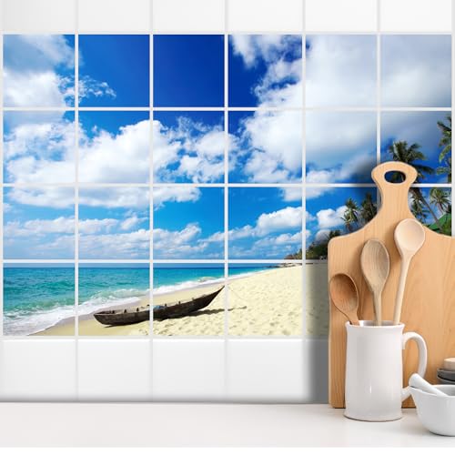 GRAZDesign Fliesenaufkleber Bad selbstklebende Fliesen Motiv Strand Meerblick Klebefliesen - Bild: 180x120cm (BxH) von GRAZDesign