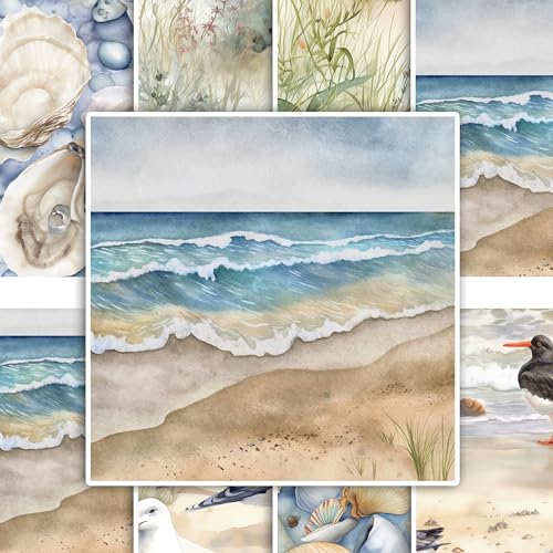 GRAZDesign Fliesenaufkleber Bad & Küche, maritim Leuchtturm Watercolor, Klebefliesen selbstklebend (Strand, 10x10cm - Muster) von GRAZDesign