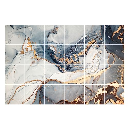 GRAZDesign Fliesenaufkleber Bad & Küche | 15x15cm - 24 Stück | Marmor mit Goldadern grau weiß wasserfeste & selbstklebende Klebefliesen Fliesenfolie 90x60cm von GRAZDesign