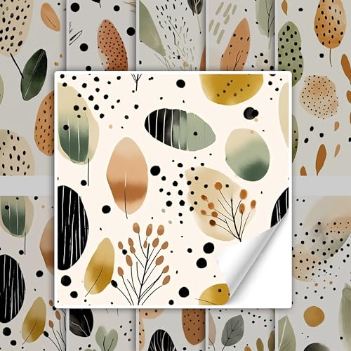 GRAZDesign Fliesenaufkleber Bad & Küche Abstrakt Muster Boho Beige Natur Klebefliesen selbstklebend - 10x10cm / 30 Stück von GRAZDesign