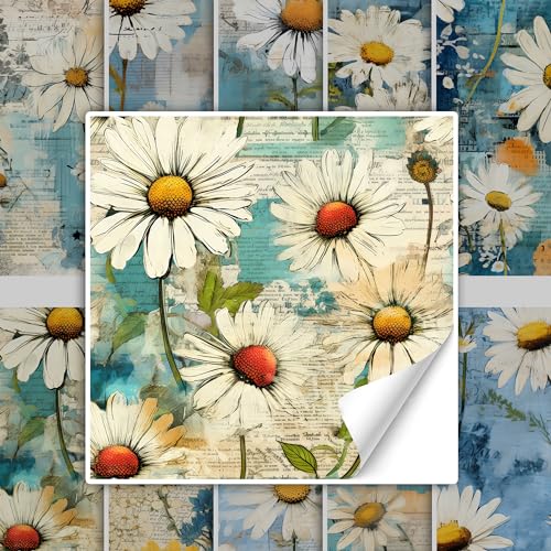 GRAZDesign Fliesenaufkleber Bad & Küche Blumen Muster Gänseblümchen, Klebefliesen selbstklebend - 15x15cm / 10 Stück von GRAZDesign