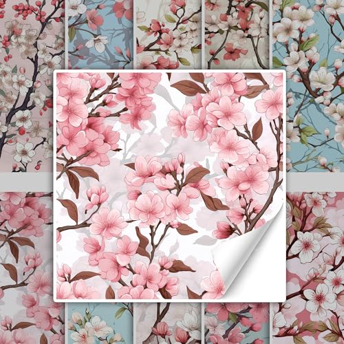 GRAZDesign Fliesenaufkleber Bad & Küche Blumen Muster Kirschblüten, Klebefliesen selbstklebend - 15x15cm / 20 Stück von GRAZDesign