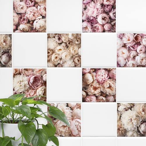 GRAZDesign Fliesenaufkleber Bad & Küche Blumen Muster Pionen Rosa, Klebefliesen selbstklebend - 20x20cm / 20 Stück GRAZDesign Fliesenaufkleber Bad & Küche Blumen Muster Pionen Rosa, Klebefliesen selbstklebend - 20x20cm / 20 Stück von GRAZDesign