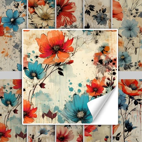 GRAZDesign Fliesenaufkleber Bad & Küche Blumen Muster Vintage, Klebefliesen selbstklebend - 15x15cm / 20 Stück von GRAZDesign