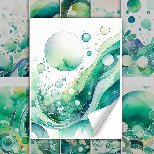 GRAZDesign Fliesenaufkleber Bad & Küche Grüne Wellen Meer Abstrakt Klebefliesen selbstklebend - 15x20cm / 50 Stück von GRAZDesign