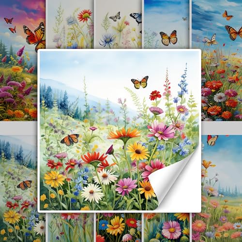 GRAZDesign Fliesenaufkleber Bad & Küche Natur Wiesen Aquarell, Klebefliesen selbstklebend - 15x15cm / 20 Stück von GRAZDesign