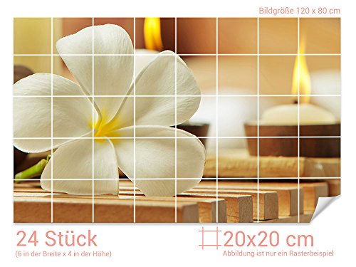GRAZDesign Fliesenbilder Bad Blume Klebefliesen Badezimmer Fliesenaufkleber wasserfest - Bild: 120x80cm (BxH) von GRAZDesign