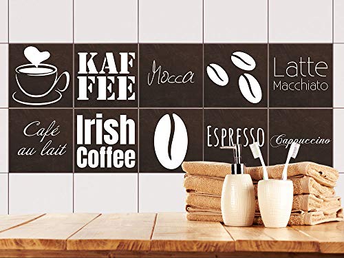 GRAZDesign Fliesenaufkleber Küche Küchenfliesen Kaffee Motiv braun, Klebefliesen Wandfliesen selbstklebend 15x15cm / 10 Stück von GRAZDesign