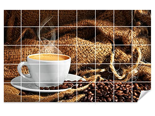 GRAZDesign Fliesenaufkleber Küche Kaffee in braun Klebefliesen Wandfliesen selbstklebend - 20x25cm / Bild: 120x80cm (BxH) von GRAZDesign