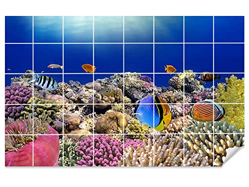 GRAZDesign Fliesenaufkleber Meer für Bad & Küche Klebefliesen selbstklebend Wandfliesen - 15x15cm / Bild: 135x90cm (BxH) von GRAZDesign