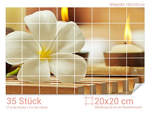 GRAZDesign Fliesenbilder Bad Blume Klebefliesen Badezimmer Fliesenaufkleber wasserfest - 20x20cm / Bild: 150x100cm (BxH) von GRAZDesign