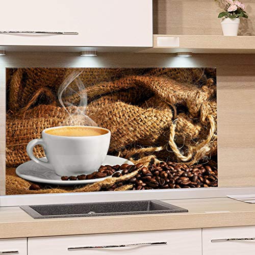 GRAZDesign Fliesenspiegel Kaffee Tasse - Glasrückwand Küche Braun - Küchenrückwand Glas Küchenbilder / 100x60cm von GRAZDesign
