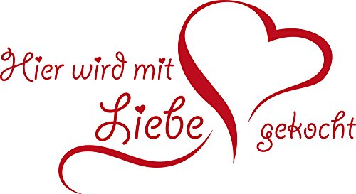 GRAZDesign Wandtattoo Hier wird mit Liebe gekocht Küche | Küchenaufkleber selbstklebend - 73x40cm / 031 rot von GRAZDesign