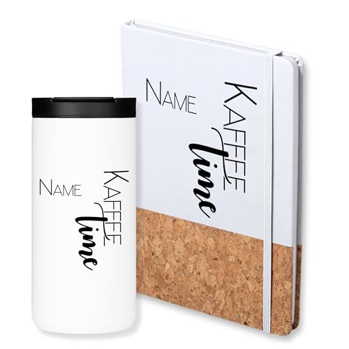GRAZDesign Geschenkset Personalisiert Kaffeebecher Notizbuch Name Geschenk Frau Mann Sie Beste Freundin Geburtstag Dankeschön von GRAZDesign