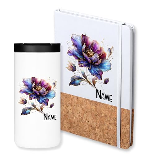 GRAZDesign Geschenkset Personalisiert Thermobecher Notizbuch Name Geschenk Frau Mann Sie Beste Freundin Geburtstag Dankeschön Weihnachten von GRAZDesign