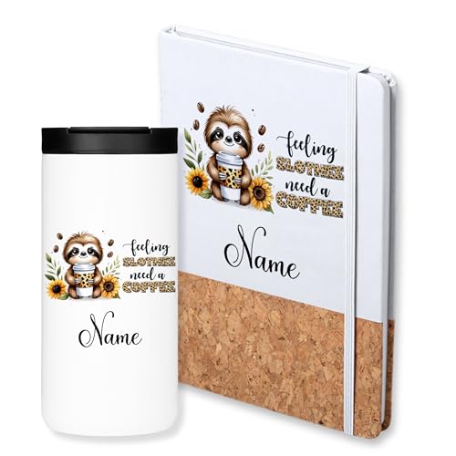 GRAZDesign Geschenkset Personalisiert Thermobecher Notizbuch Name Geschenk Frau Mann Sie Beste Freundin Geburtstag Dankeschön Weihnachten von GRAZDesign