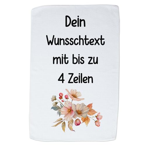 GRAZDesign Geschirrtuch Aufdruck selbst gestalten - Wunschtext - 60x40cm - weiß - personalisiert selber Bedrucken beschriftet Blumen GRAZDesign Geschirrtuch Aufdruck selbst gestalten - Wunschtext - 60x40cm - weiß - personalisiert selber Bedrucken beschriftet Blumen von GRAZDesign