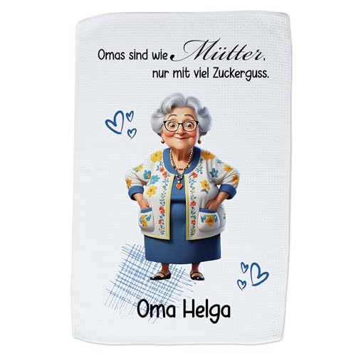 GRAZDesign Geschirrtuch Oma, Geschenk für Oma, Großeltern, Küchentuch mit Namen personalisiert 60x40cm GRAZDesign Geschirrtuch Oma, Geschenk für Oma, Großeltern, Küchentuch mit Namen personalisiert 60x40cm von GRAZDesign